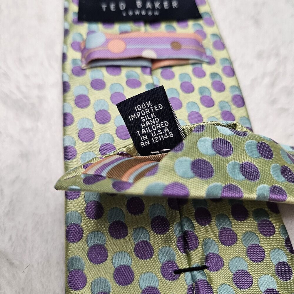 Ted Baker London Silk Ties Lot of 2 Circles Red Green Purple Retro Geometric - Picture 11 of 15